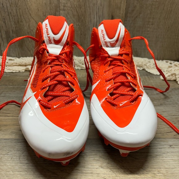 Nike Alpha Pro Football Cleats Men's Sz 15White/orange 599025-181 shoes*READ* - Picture 5 of 13